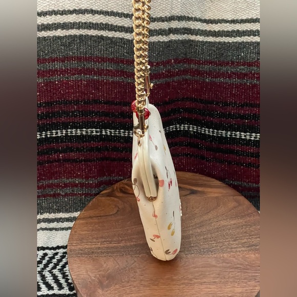 COACH Nora White Leather Cherries Kisslock Frame Crossbody - Picture 4 of 14